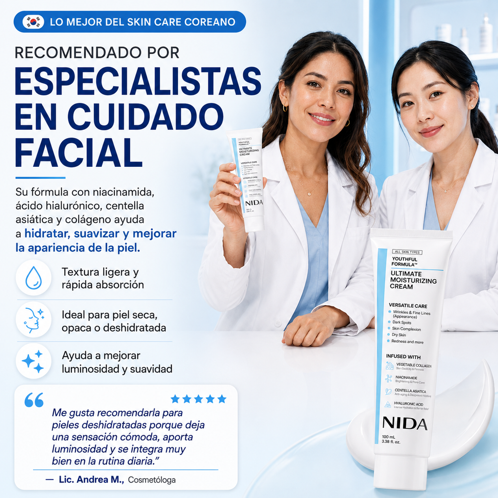 NIDA™ Crema Hidratante Coreana para una Piel Suave y Luminosa | 100 ml